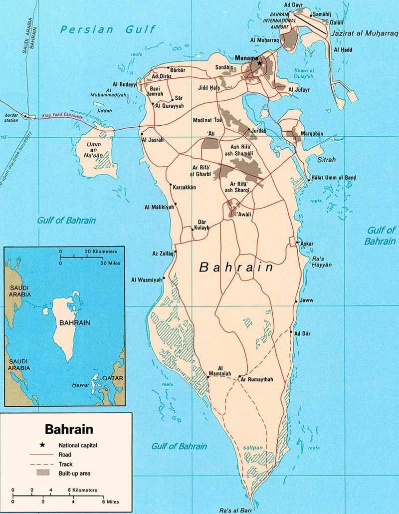 mapa de Bahrain carretera mapa de localització