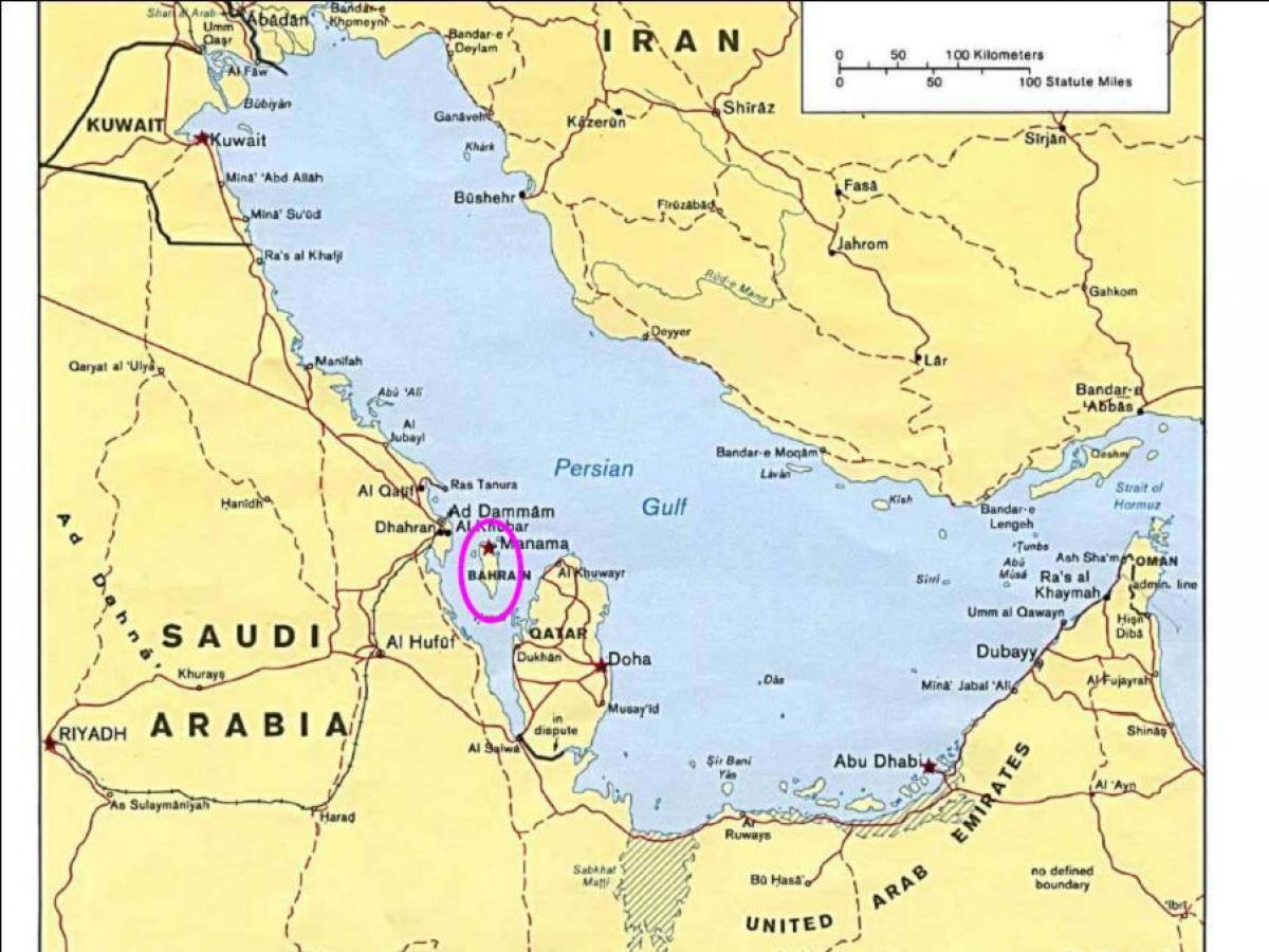 mapa de l'illa de Bahrain 