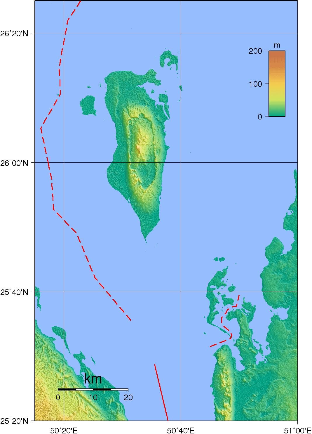 mapa de Bahrain física