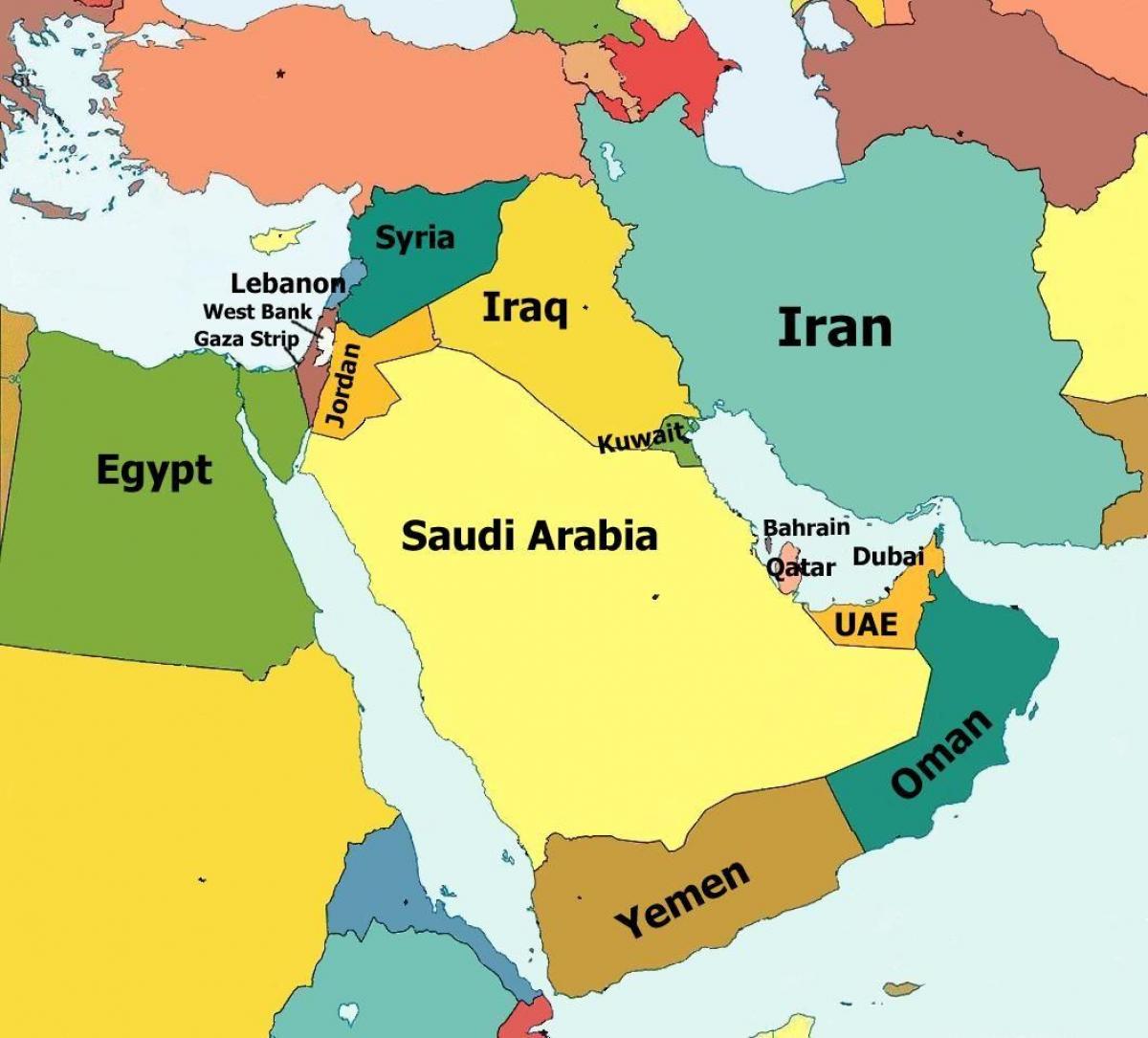 mapa de Bahrain i països de l'entorn