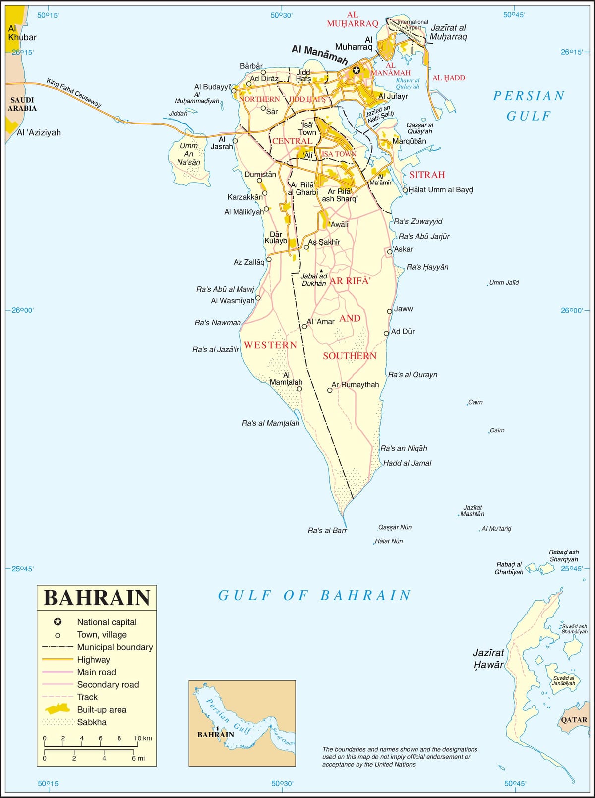 Bahrain mapa polític