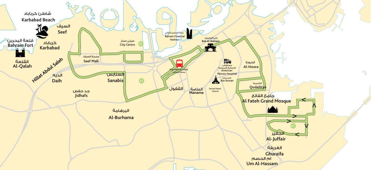 mapa del centre de la ciutat de Bahrain